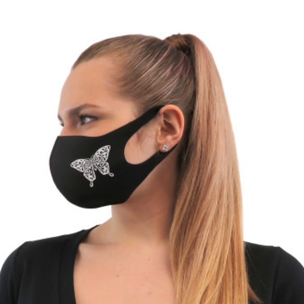 New Marc Defang 2 Piece Black Signature Butterfly Face Mask Bundle